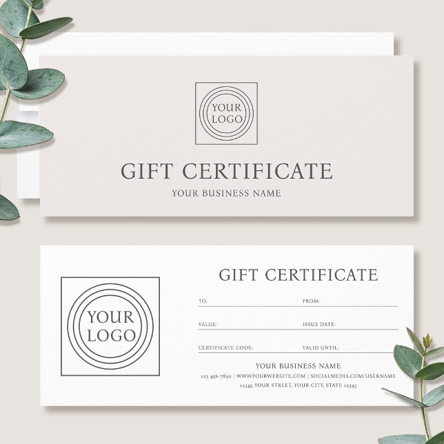 Elegant Custom Logo Gift Certificate Voucher (Von Creator hochgeladen)
