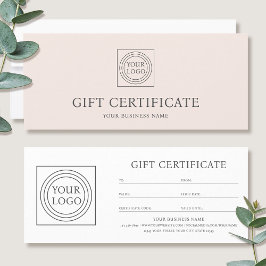 Elegant Custom Logo Pink Gift Certificate Voucher