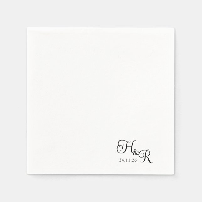 Elegant Custom Monogram Wedding Napkins Serviette (Vorderseite)