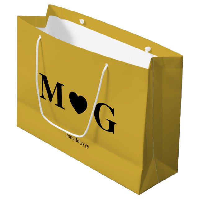 Elegant Custom Monogrammed Gift Bag for Couples Große Geschenktüte (Vorderseite Schrägansicht)