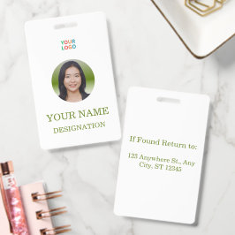 Elegant Custom Photo & Name Badge Design Ausweis