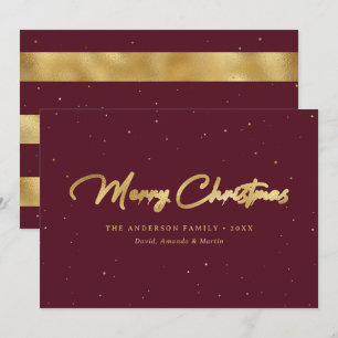Elegant Custom Red and Gold Foil Christmas Cards Feiertagskarte