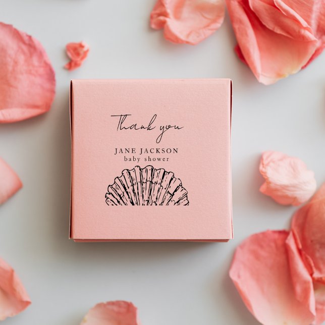 Elegant Custom Scallop Shell Baby Shower  Gummistempel (Von Creator hochgeladen)
