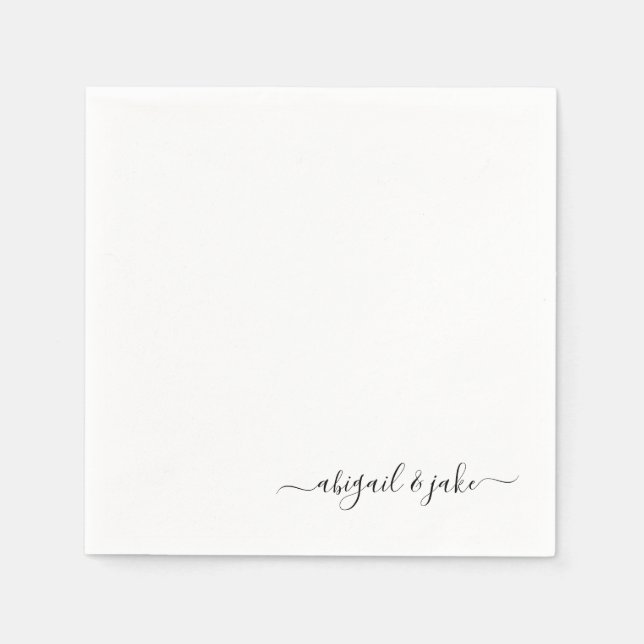 Elegant Custom Script Couple Names Wedding Napkins Serviette (Vorderseite)