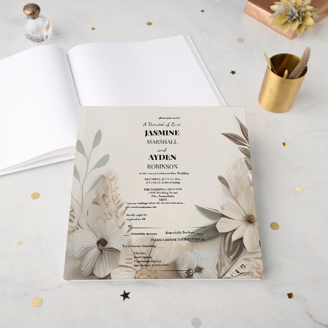 Elegant Custom Wedding Einladungen Gästebuch (Vorderseite offen)