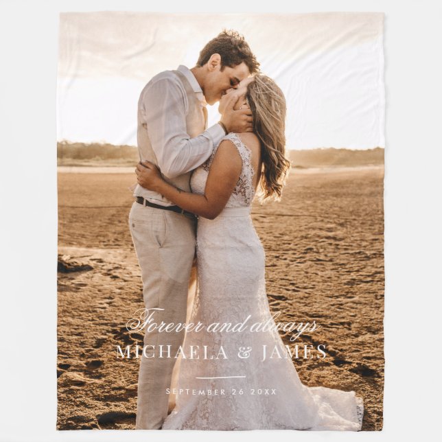 Elegant Custom Wedding Foto Bride & Groom's Names Fleecedecke (Vorderseite)