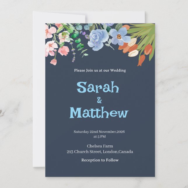  Elegant Custom Wedding Invitation Card (Devant)