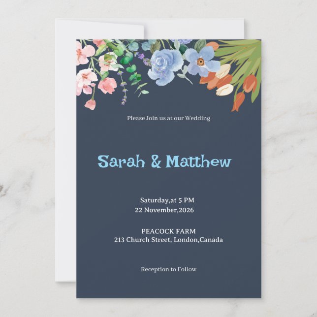  Elegant Custom Wedding Invitation Card Einladung (Vorderseite)