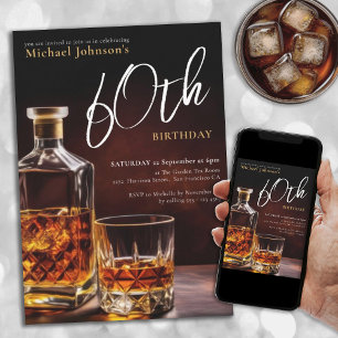 Elegant Custom Whiskey 60. Geburtstagsparty Einladung