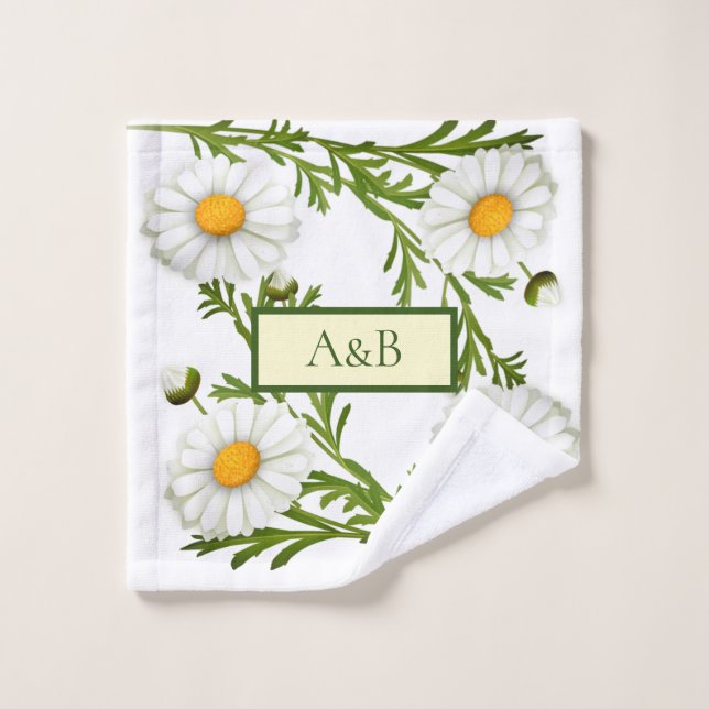 Elegant Cut Daisies Badhandtuch Set (Waschlappen)