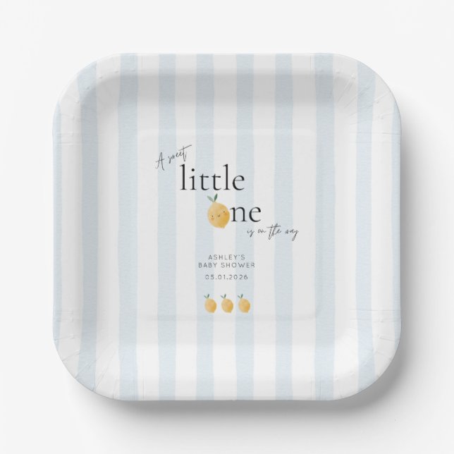 Elegant Cute Lemon Citrus Baby Shower Pappteller (Vorderseite)