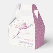 Elegant Cute Pink Flying Kite Sky Clouds Birthday