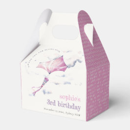 Elegant Cute Pink Flying Kite Sky Clouds Birthday Geschenkschachtel