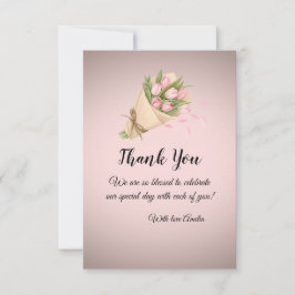Elegant cute Soft PInk Tulips Bouquet Wedding  Dankeskarte