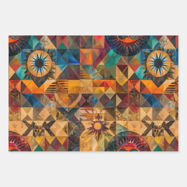 Elegant Cyan "Inherited Artistry" Wrap Matte Paper Geschenkpapier Set (Vorderseite)