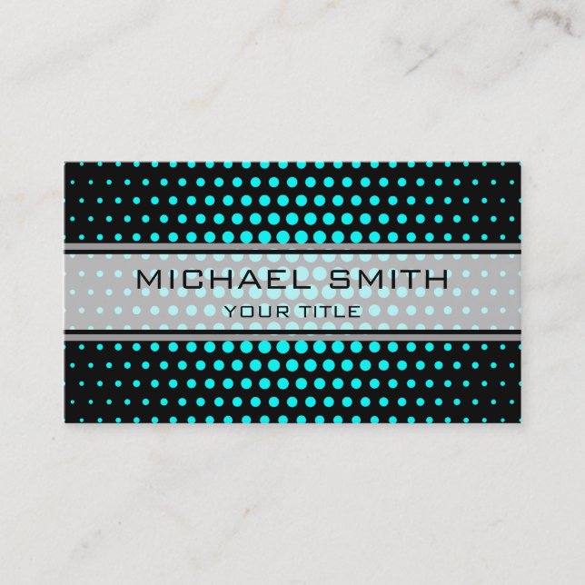 Elegant Cyan Polka Dot Pattern Visitenkarte (Vorderseite)