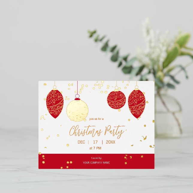 Élégant d'affaires moderne Noël Foil Invitation (Debout devant)