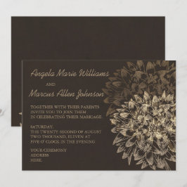Elegant Dahlia Brown Floral Wedding Einladung