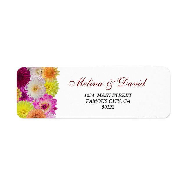 Elegant Dahlia Florals Adressetikett (Vorne)