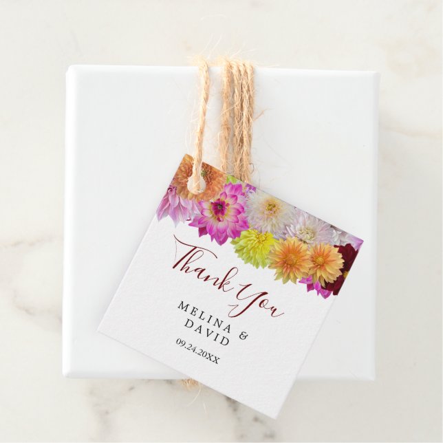 Elegant Dahlia Florals Vielen Dank Geschenkanhänger (Beispiel)