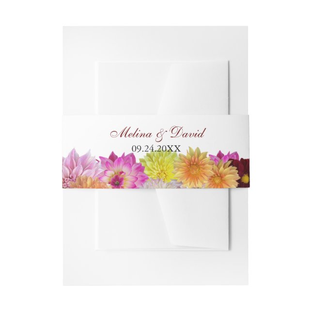 Elegant Dahlia Florals Wedding Einladungsbanderole (Vorderseite Beispiel)