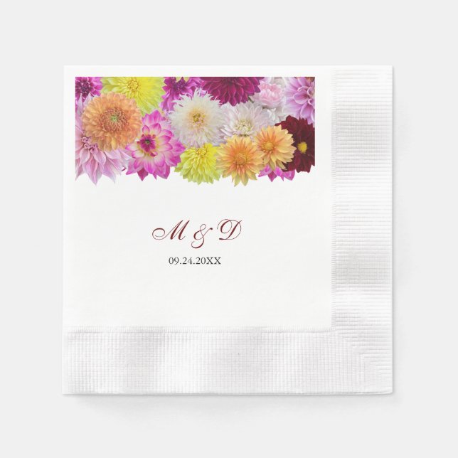 Elegant Dahlia Florals Wedding Napkins Serviette (Vorderseite)