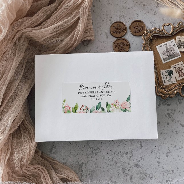 Elegant Dainty Autumn Floral Wedding RSVP Adresse Adressaufkleber (Von Creator hochgeladen)