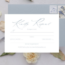 Elegant Dainty Script Dusty Blue Wedding RSVP