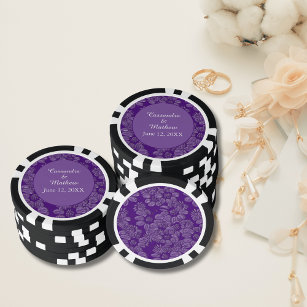Elegant Daisies bei Lila Hochzeit Pokerchips