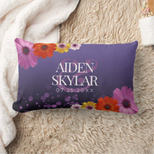 Elegant Daisies mit Lila Glitzer Newlyweds Lendenkissen