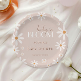 Elegant Daisy Baby Girl Baby Shower Pappteller