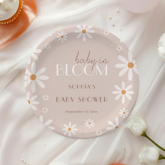 Elegant Daisy Baby Girl Baby Shower Pappteller (Von Creator hochgeladen)