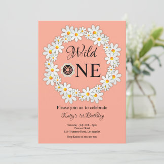 Elegant Daisy Birthday Party Wild One 1. Geburtsta Einladung