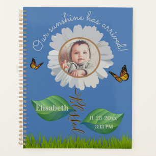 Elégant Daisy Blue Floral Cute Baby Photo & Nom