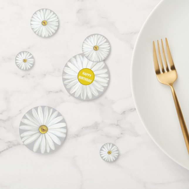 Elegant Daisy Blume auf Light Silver Gray Konfetti (Gruppe)
