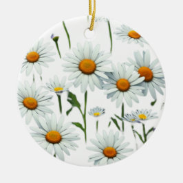 Elegant Daisy Boho Floral Christmas Keramik Ornament