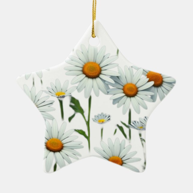 Elegant Daisy Boho Floral Christmas Keramik Ornament (Vorne)