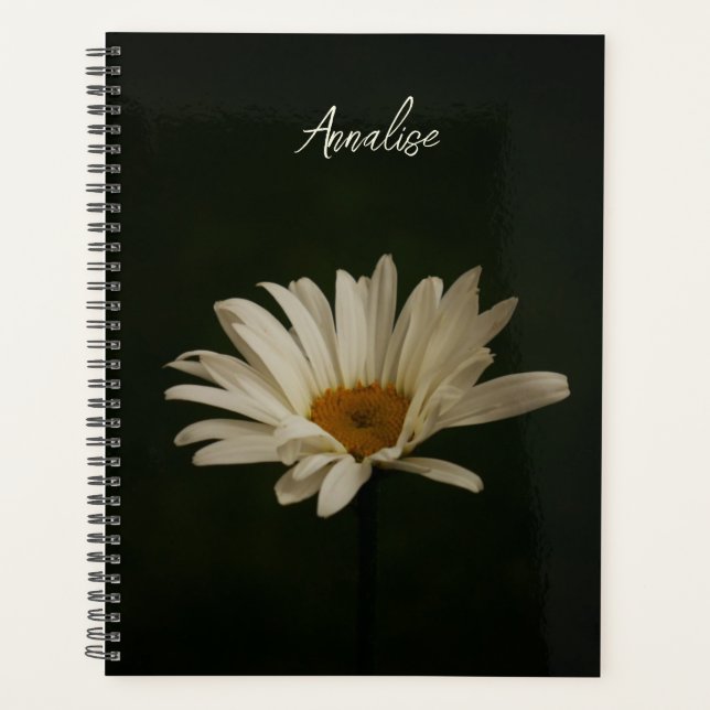 Elegant Daisy Floral Foto Personalisiert Planer (Vorderseite)