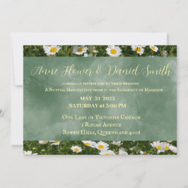 Elegant Daisy Green Katholic Wedding Einladung