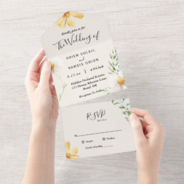 Elegant Daisy in einer Hochzeit All In One Einladung