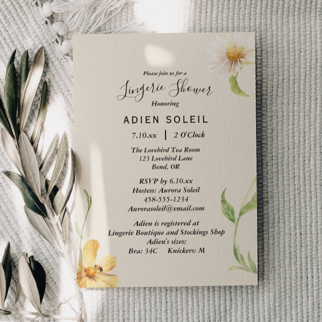 Elégant Daisy Lingerie Douche Invitation (Créateur téléchargé)