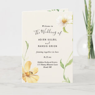 Élégant Daisy Programme de mariage plié