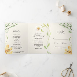 Elegant Daisy Trifold Einladung