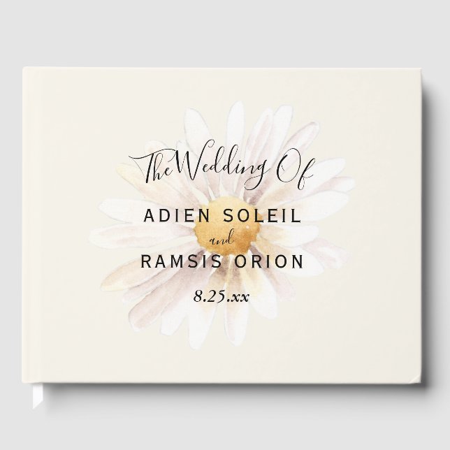 Elegant Daisy Wedding Gästebuch (Vorderseite)