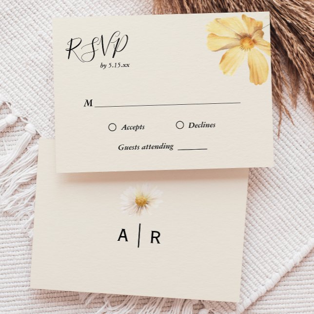 Elegant Daisy Wedding RSVP Card Karte (Von Creator hochgeladen)