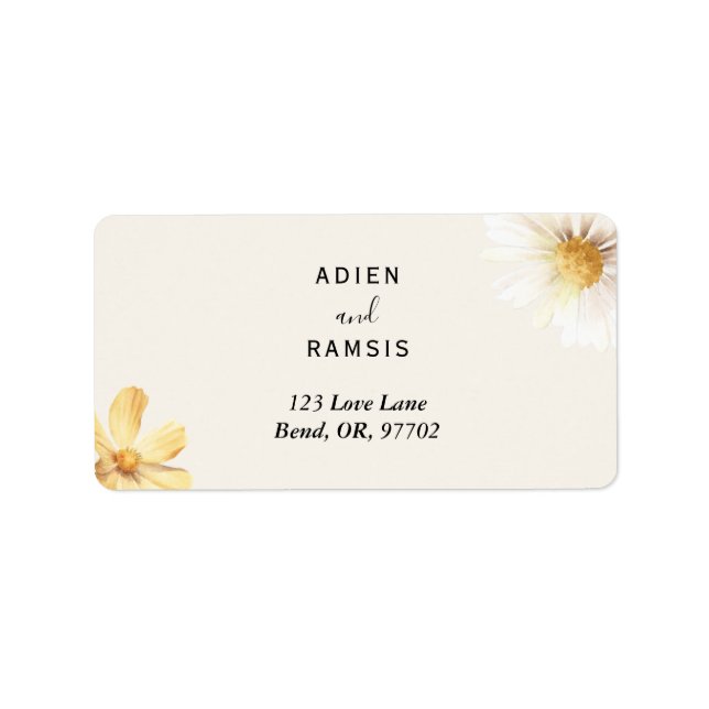 Elegant Daisy Wedding Rücksendeadressen-Aufklebers Adressaufkleber (Vorne)