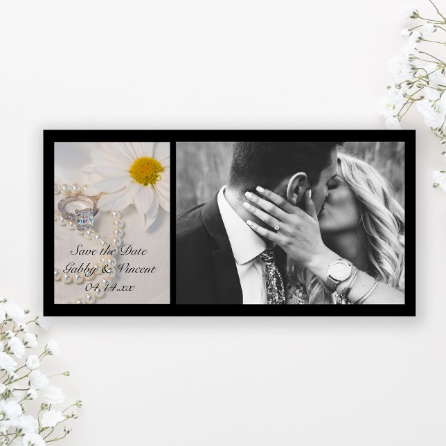 Elegant Daisy Wedding Save the Date Foto Card (Von Creator hochgeladen)