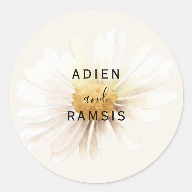 Elegant Daisy Wedding Sticker (Vorderseite)