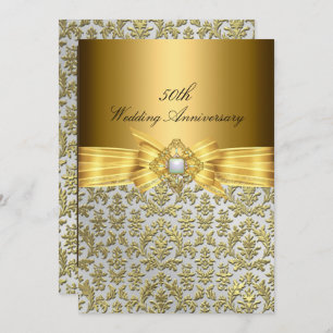 Elegant Damask 50e Mariage Invitation Anniversaire