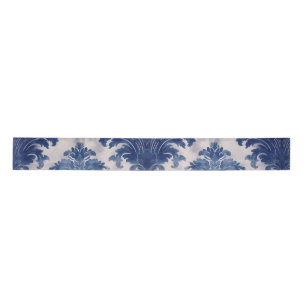 Elegant Damask Blue toile de jouy monogram Satinband
